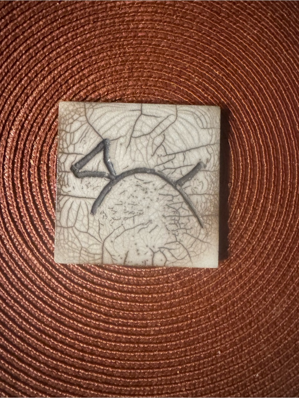 Handcrafted White Raku Tile Wall Art 4x4 in